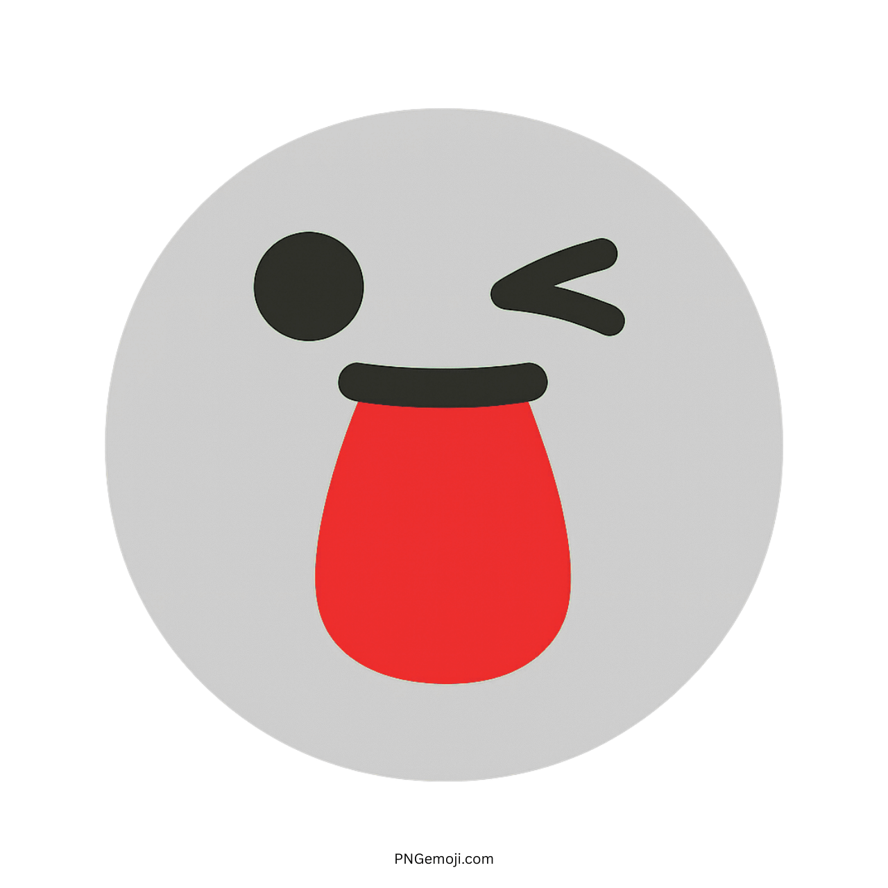 White funny face emoji winking with red tongue out in playful cartoon style