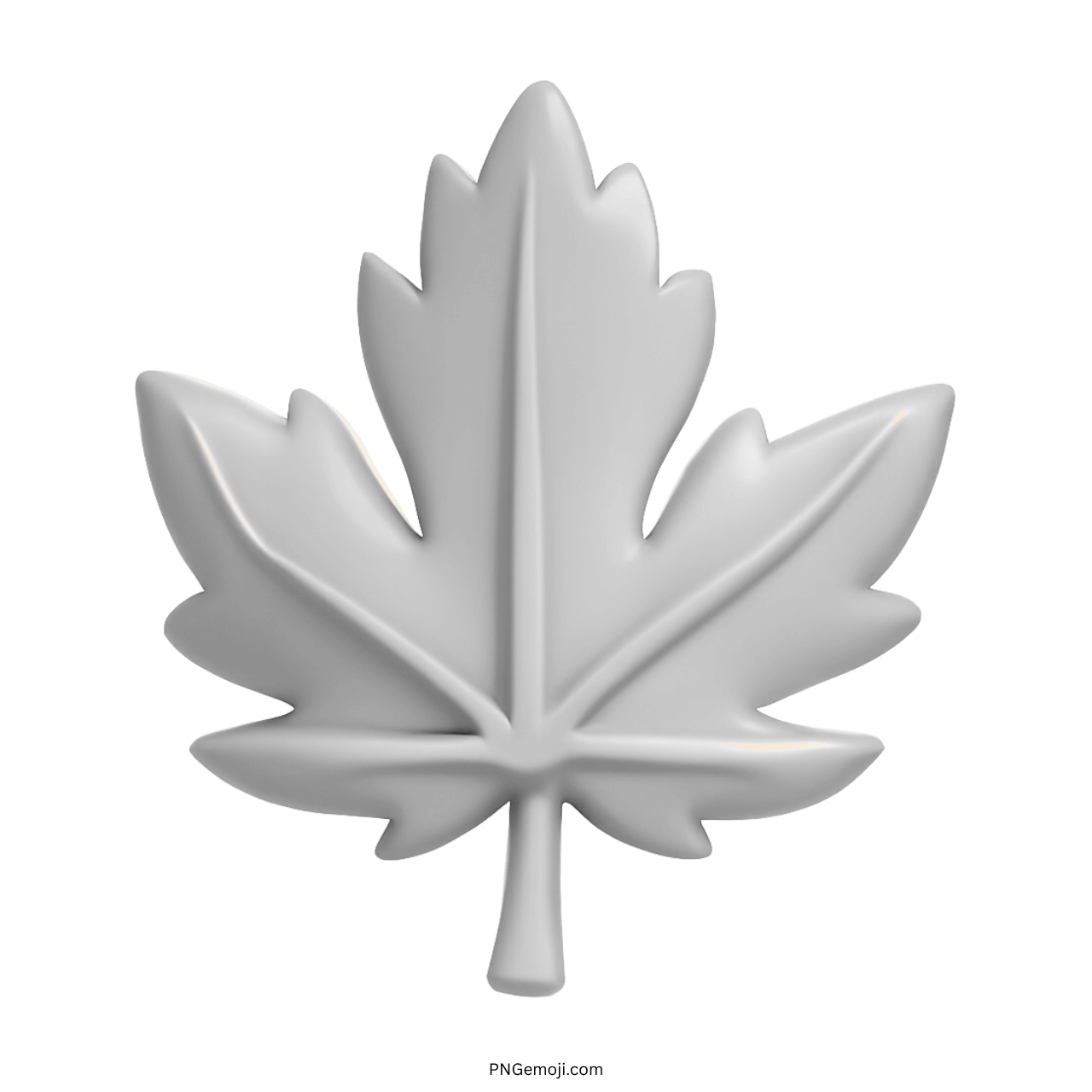 3D white maple leaf emoji PNG with transparent background for design use