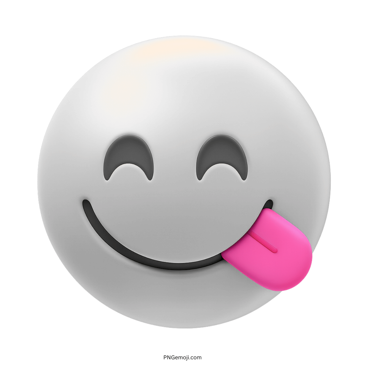 A white emoji with a smiling face and a tongue sticking out, expressing joy and enjoyment of a tasty treat.