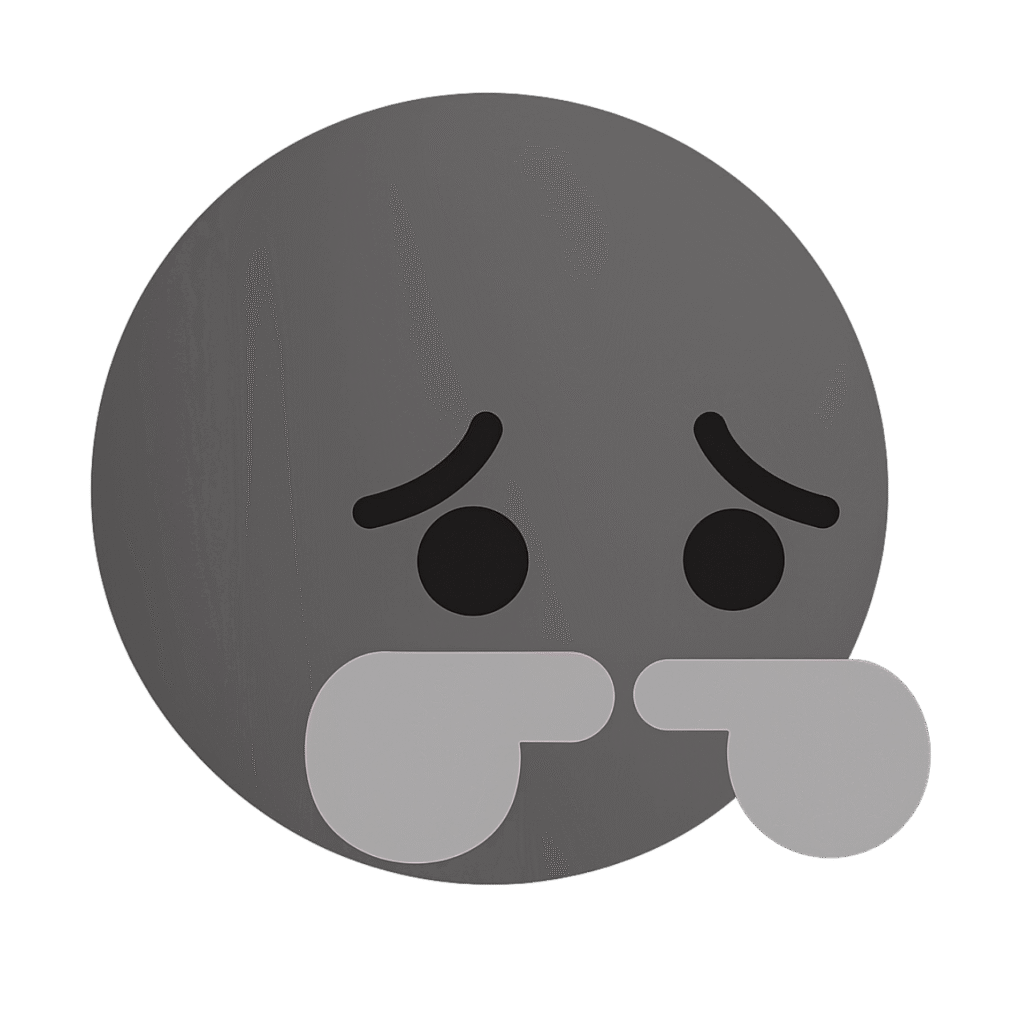 Gray sad emoji with teary eyes expressing disappointment