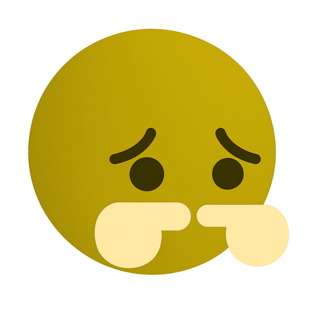 Yellow sad emoji with teary eyes showing sorrow and disappointment