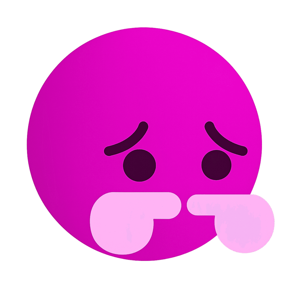 Sad pink TikTok emoji with a frown and tears