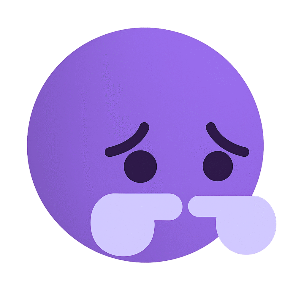  Sad purple TikTok emoji with a frown and tears