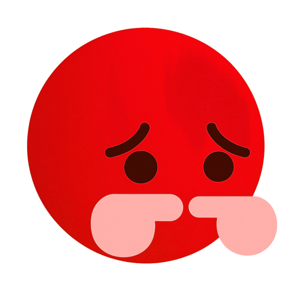 Sad red TikTok emoji with a frown and tears