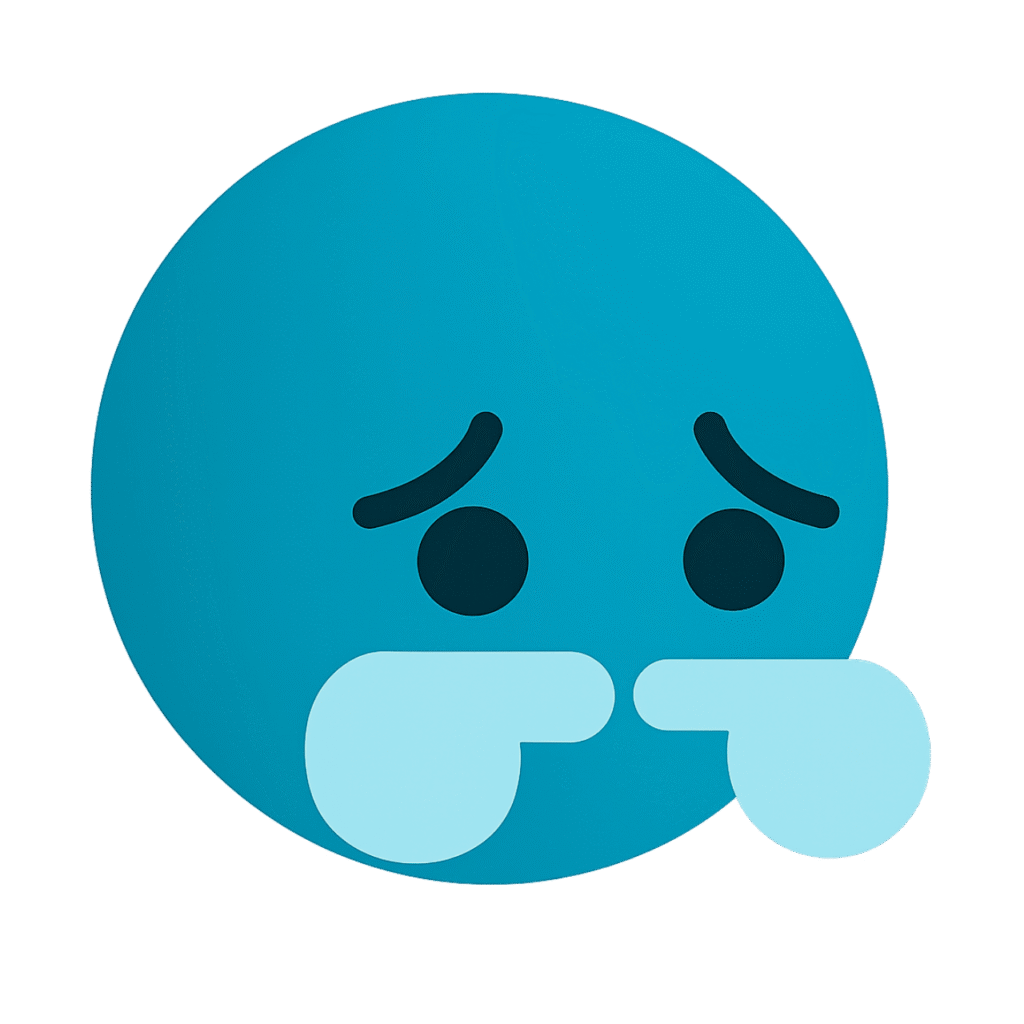  Sad teal TikTok emoji with a frown and tears