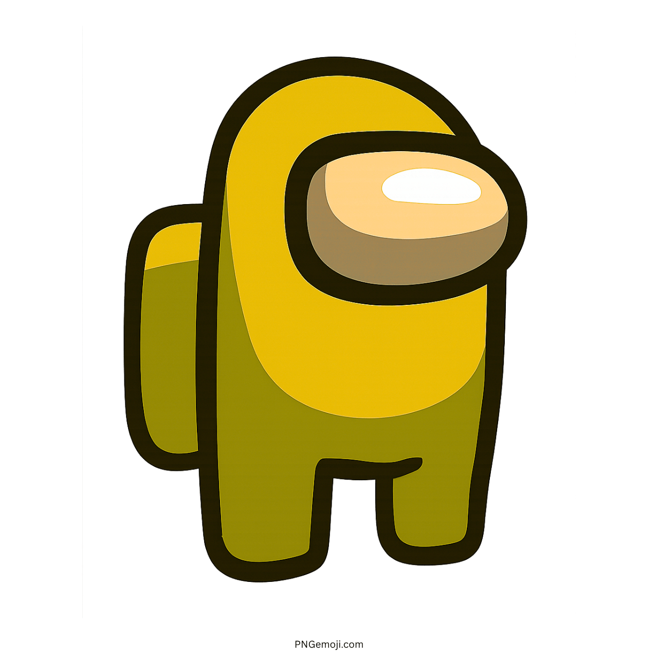 Yellow crewmate emoji from Among Us with a light visor and minimalist design.