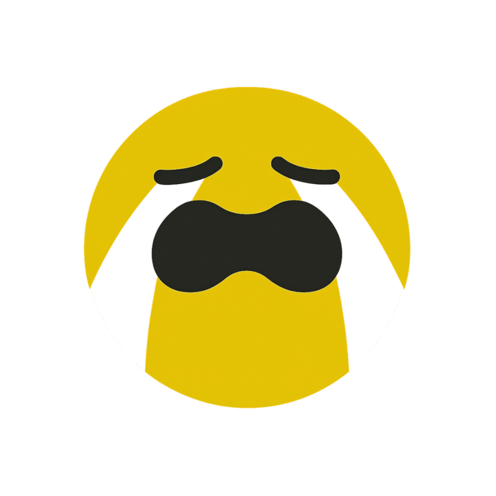 A yellow crying emoji with tearful eyes, often used to express sadness, frustration, or emotional overwhelm in digital conversations.