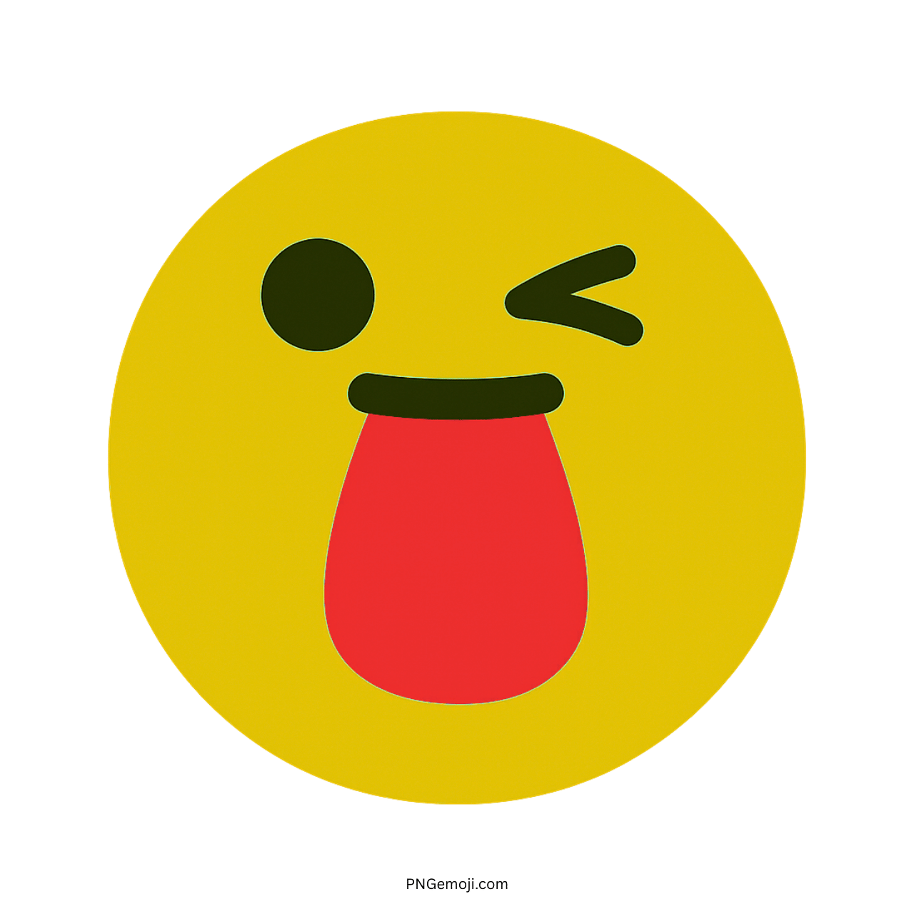 Yellow funny face emoji winking with tongue out in playful cartoon style