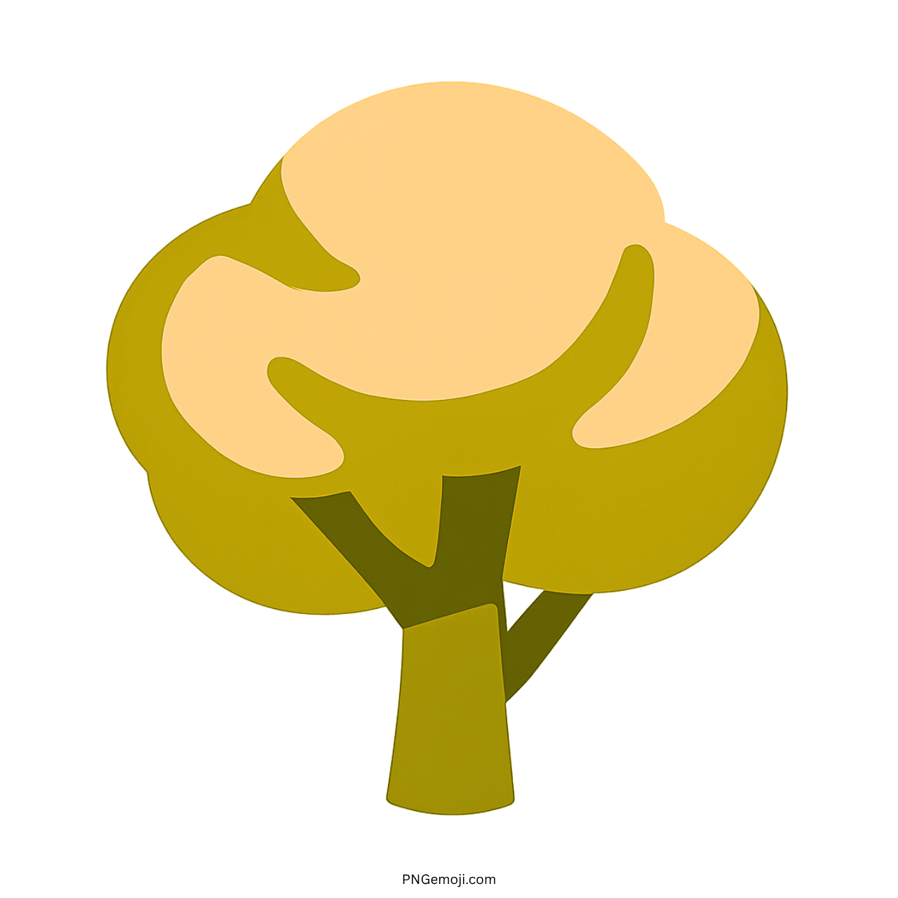 Yellow and green deciduous tree emoji with smooth design and green trunk