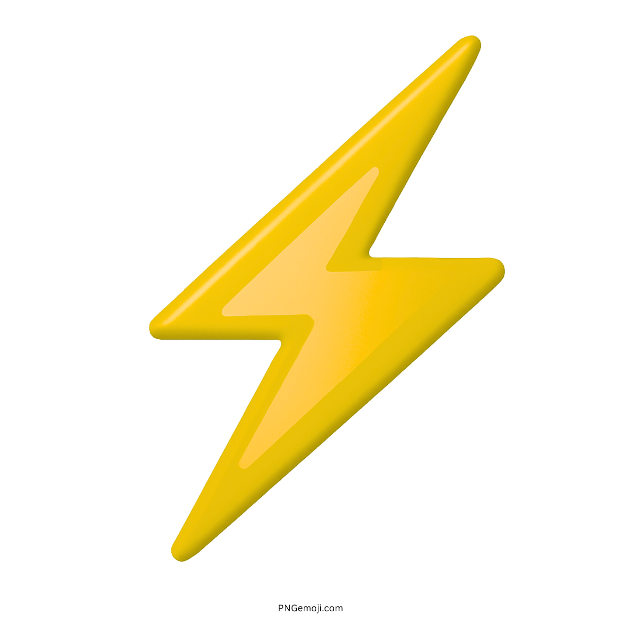 3D Yellow Lightning Bolt Emoji in vibrant yellow with a glossy effect, on a transparent background.