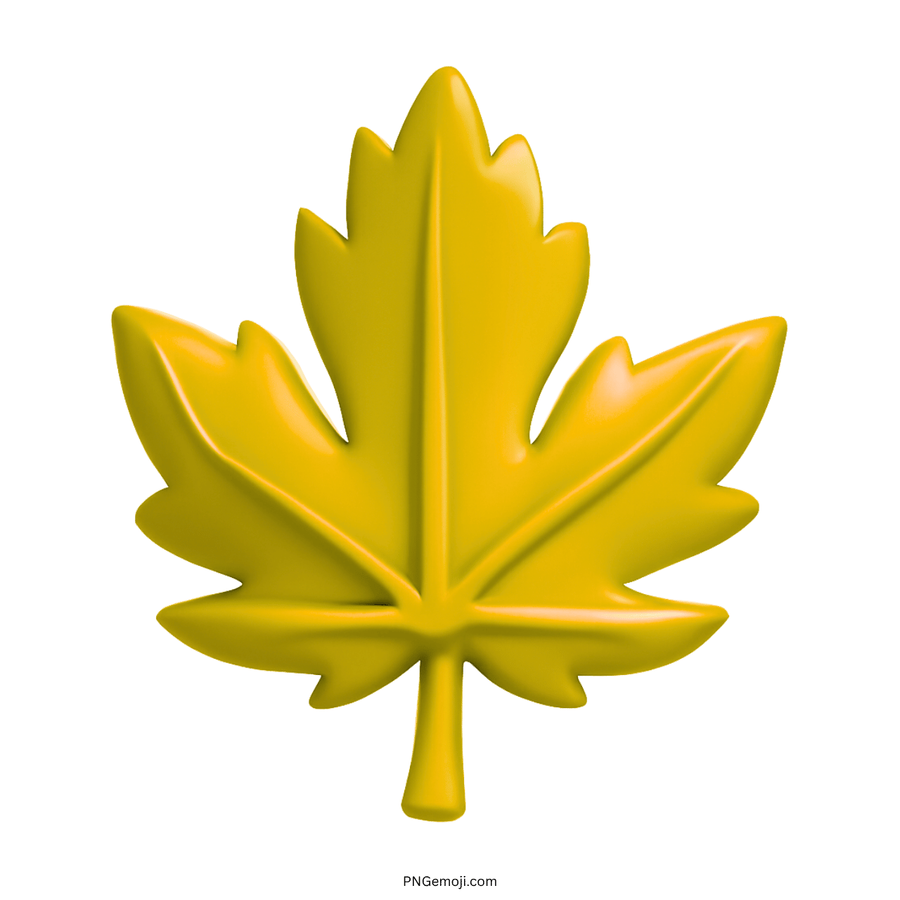 Yellow 3D maple leaf emoji with a transparent background for digital use