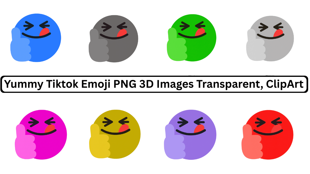 Colorful 3D Yummy Tiktok Emojis with Thumbs Up in Multiple Expressions and Colors.